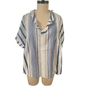 THML Anthropologie Short Sleeve V-Neck Pullover Poncho Shirt Size L